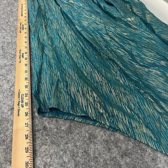 Nanette Lepore Skirt Womens M Teal Gold Pull On Elastic Waist Handkerchief Hem - Picture 14 of 16
